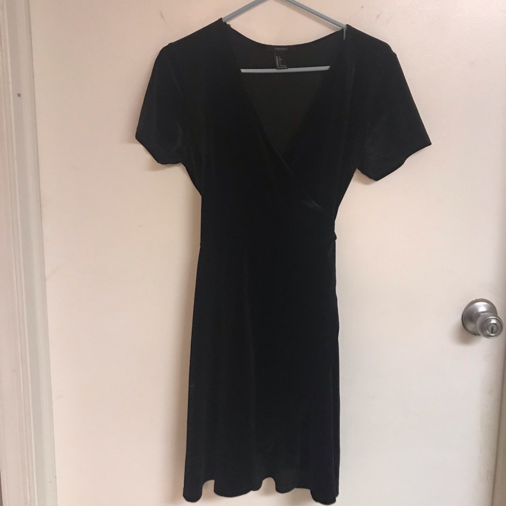 Black Velour wrap around dress